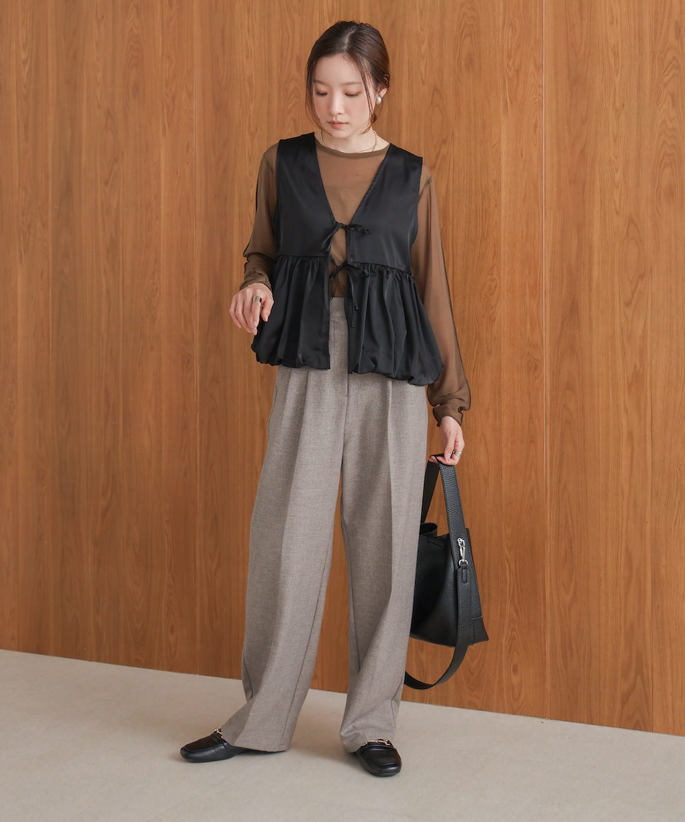 【前後2WAY】サテンペプラムバルーンベスト