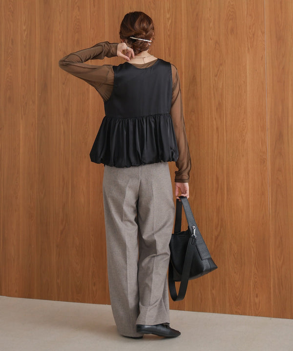 【前後2WAY】サテンペプラムバルーンベスト