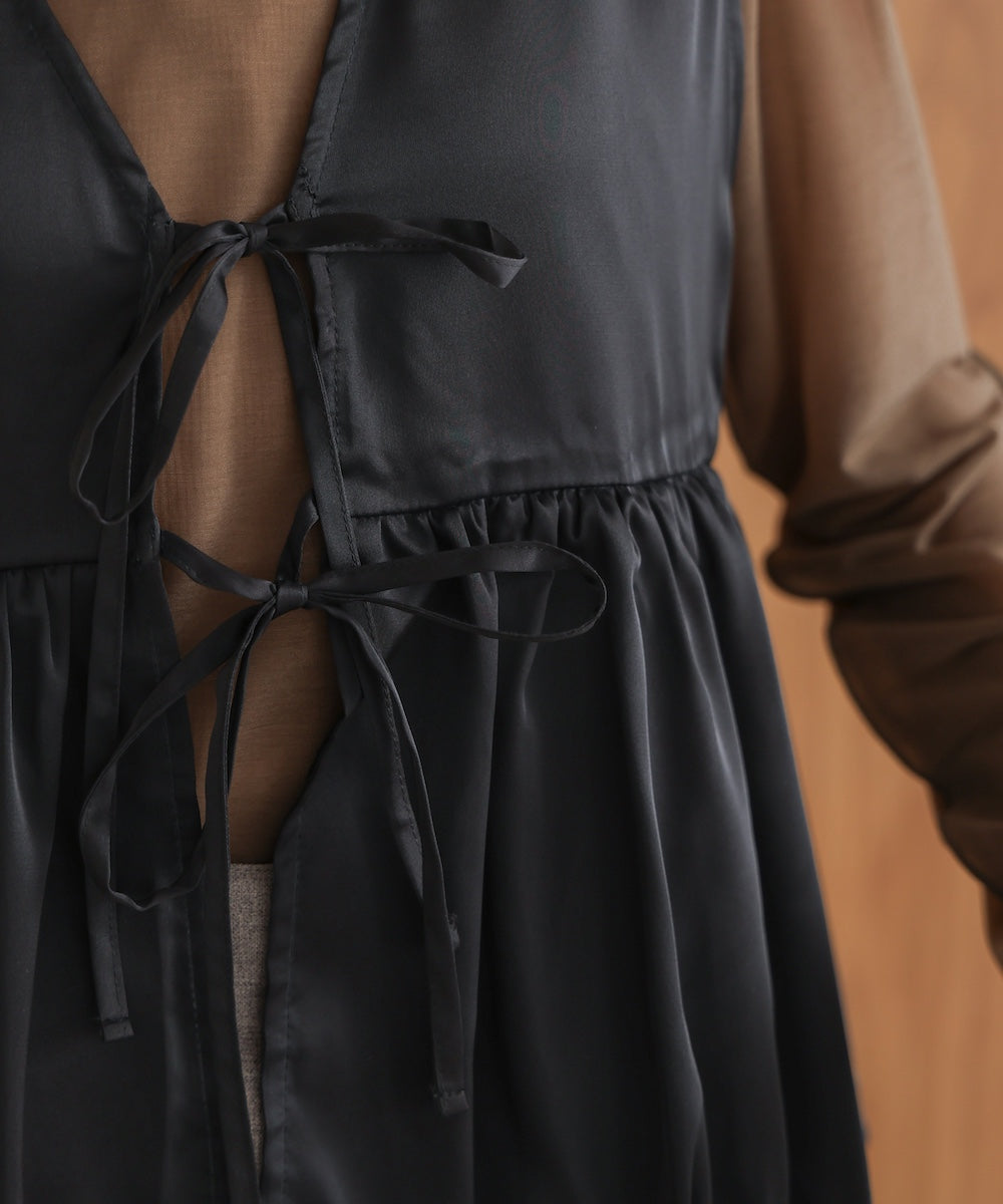 【前後2WAY】サテンペプラムバルーンベスト