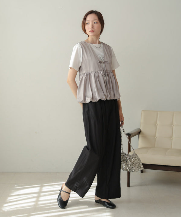 【前後2WAY】サテンペプラムバルーンベスト