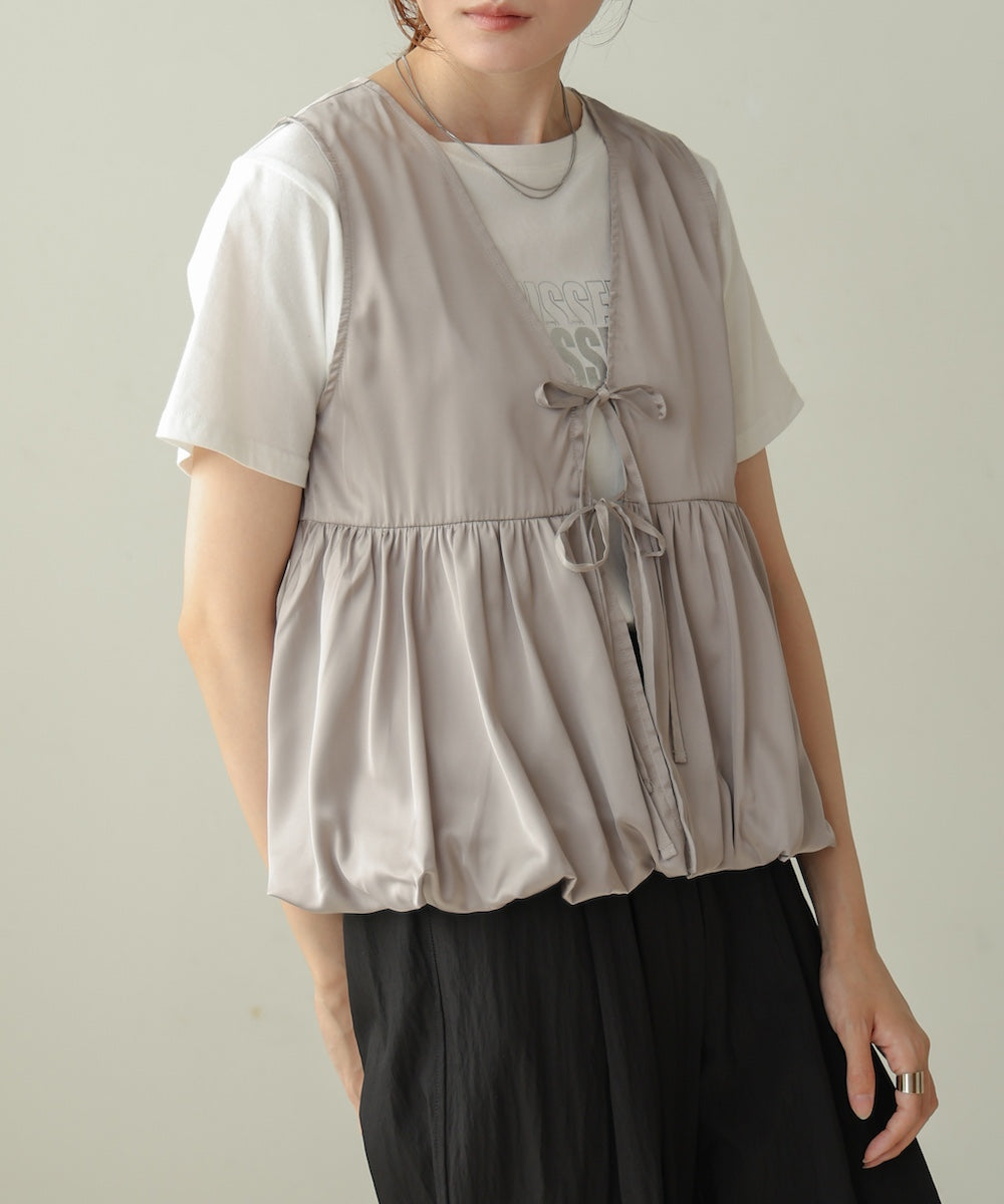 【前後2WAY】サテンペプラムバルーンベスト