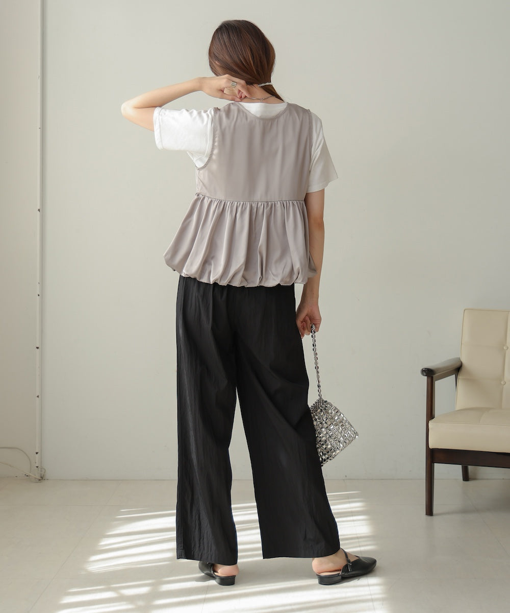 【前後2WAY】サテンペプラムバルーンベスト