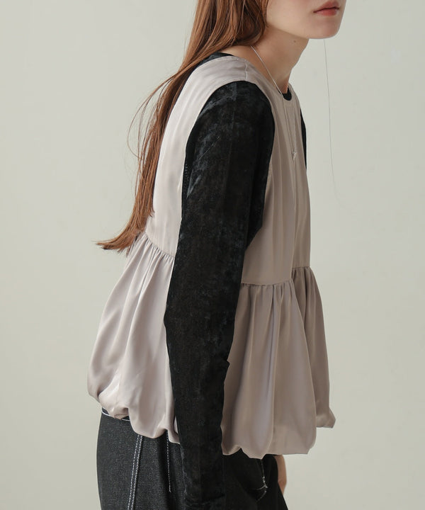 【前後2WAY】サテンペプラムバルーンベスト