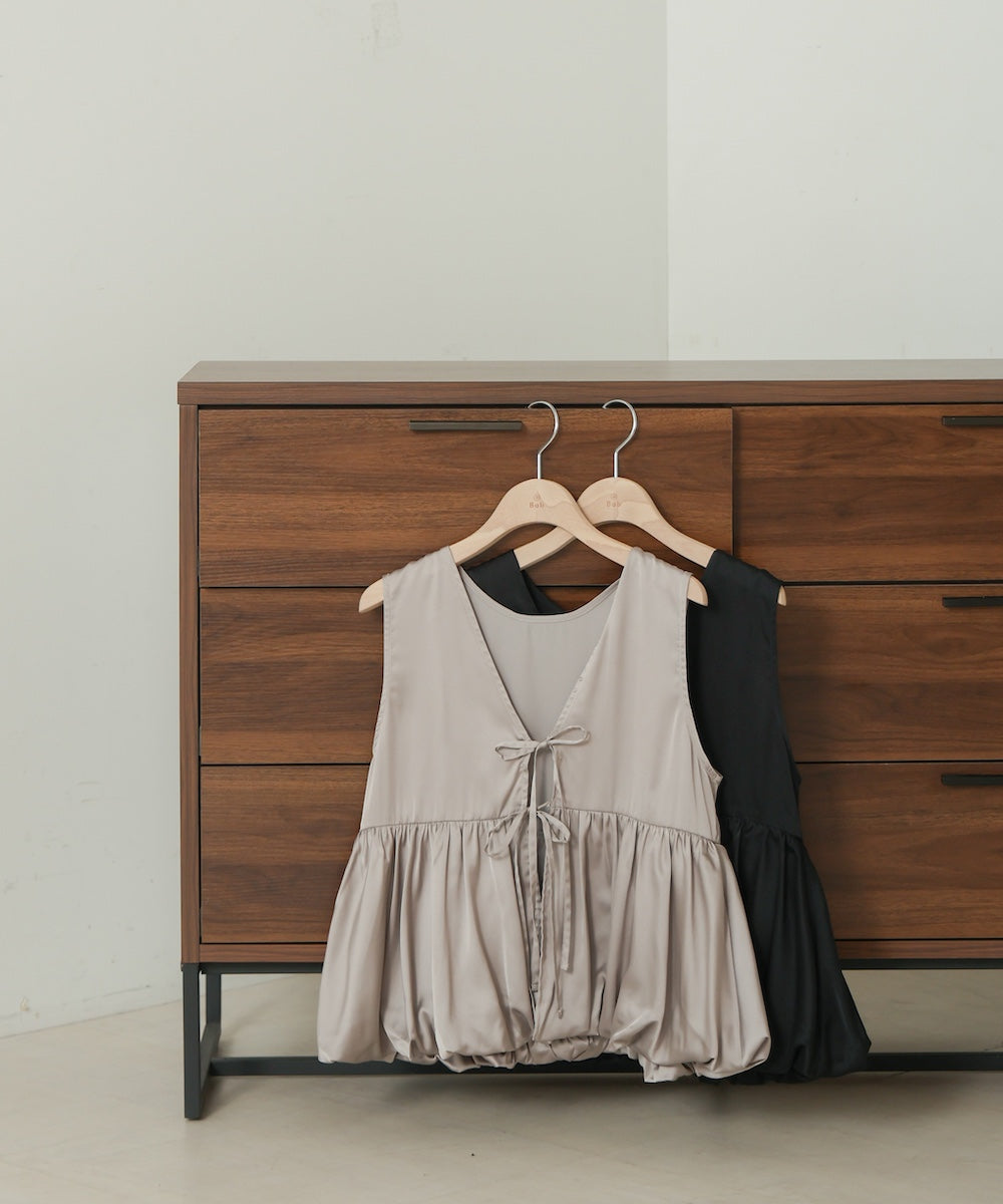 【前後2WAY】サテンペプラムバルーンベスト