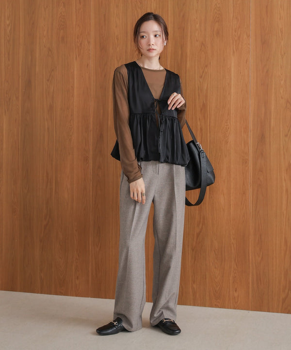 【前後2WAY】サテンペプラムバルーンベスト