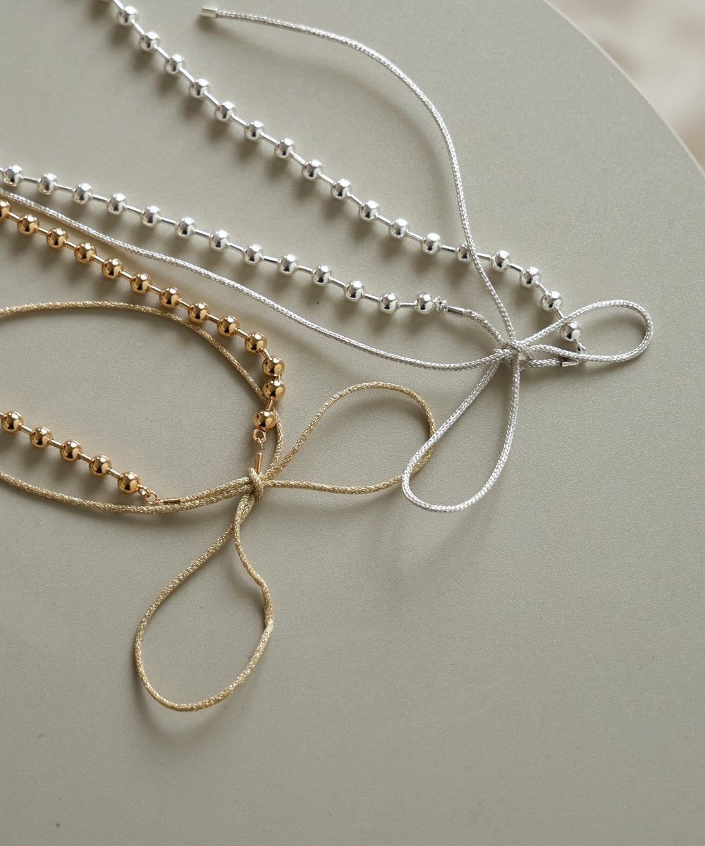 ボールチェーンラメヒモネックレス【メール便280円】