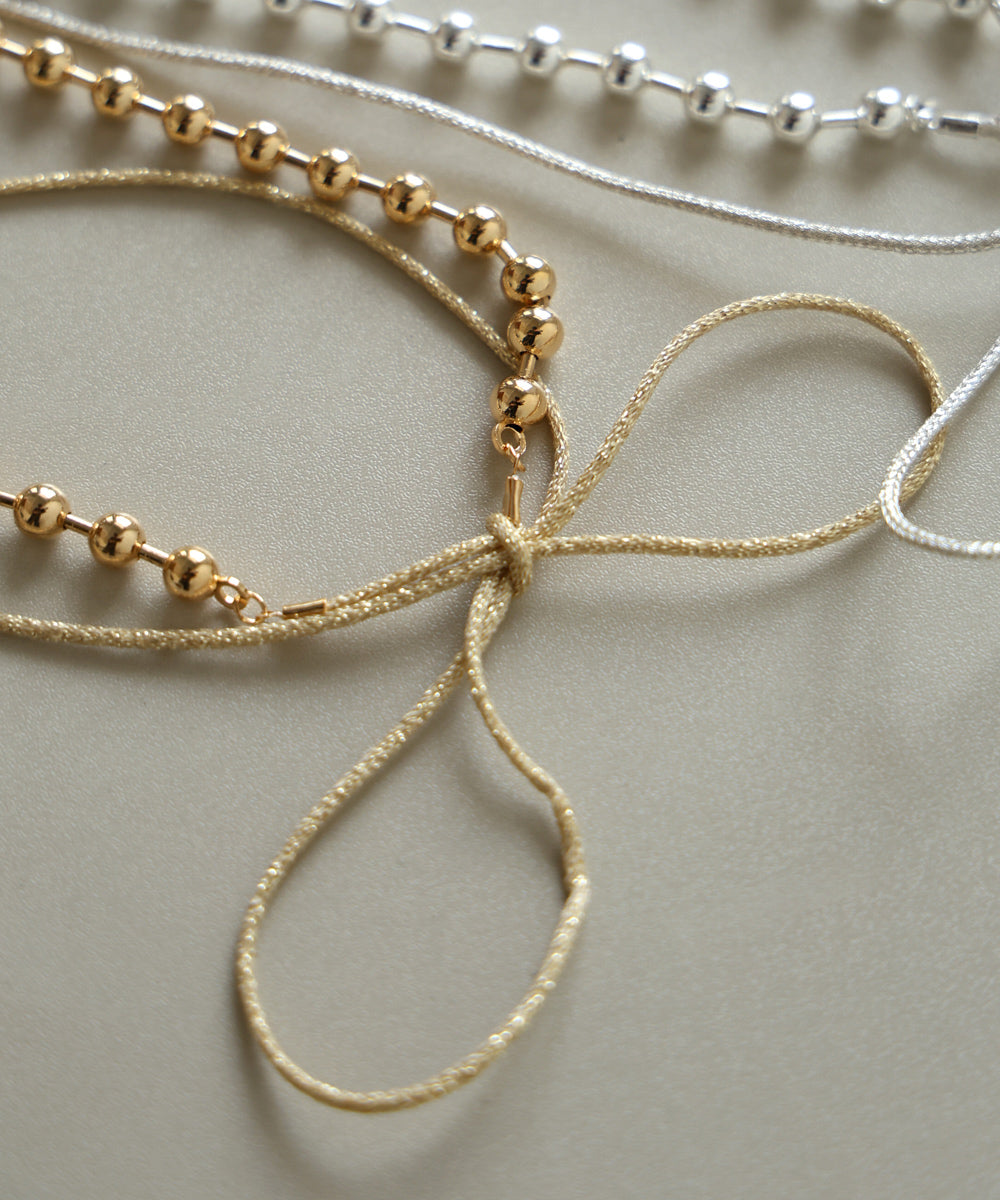ボールチェーンラメヒモネックレス【メール便280円】