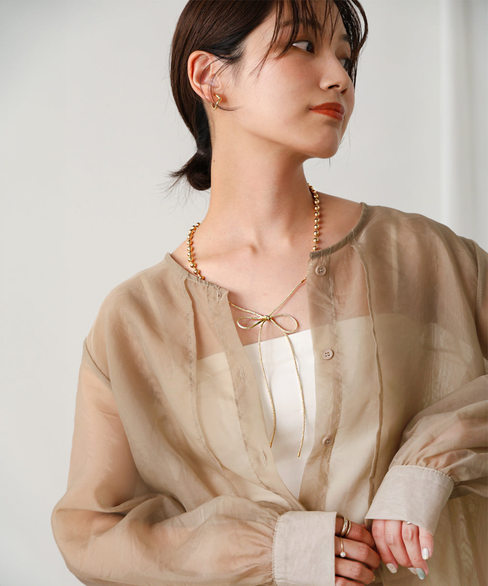 ボールチェーンラメヒモネックレス【メール便280円】