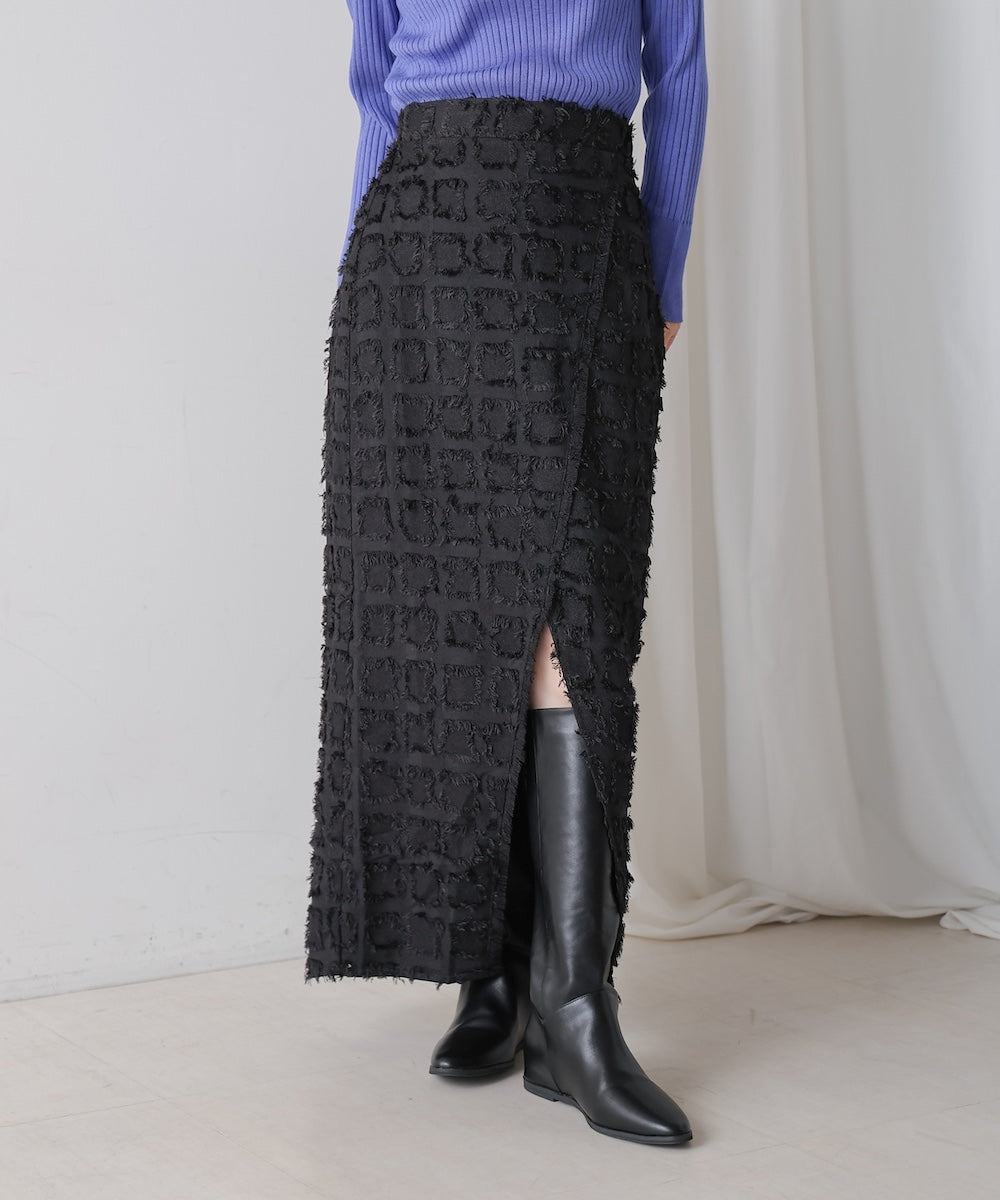 WEB限定】フリンジチェックスカート 