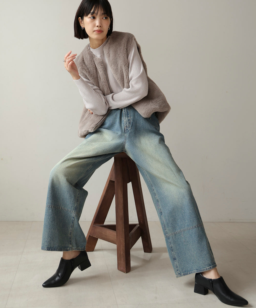 【WEB限定】ケミカルウォッシュワイドデニムパンツ