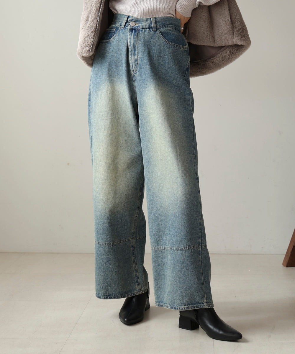 【WEB限定】ケミカルウォッシュワイドデニムパンツ