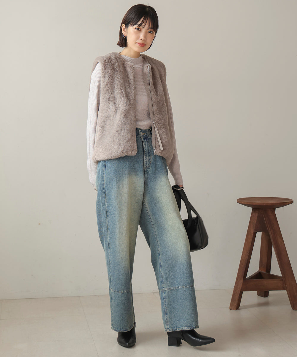 【WEB限定】ケミカルウォッシュワイドデニムパンツ