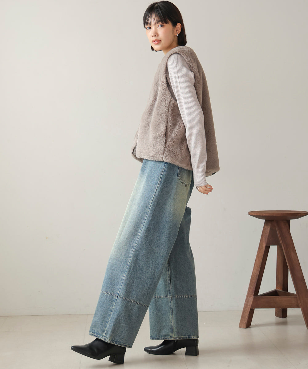 【WEB限定】ケミカルウォッシュワイドデニムパンツ