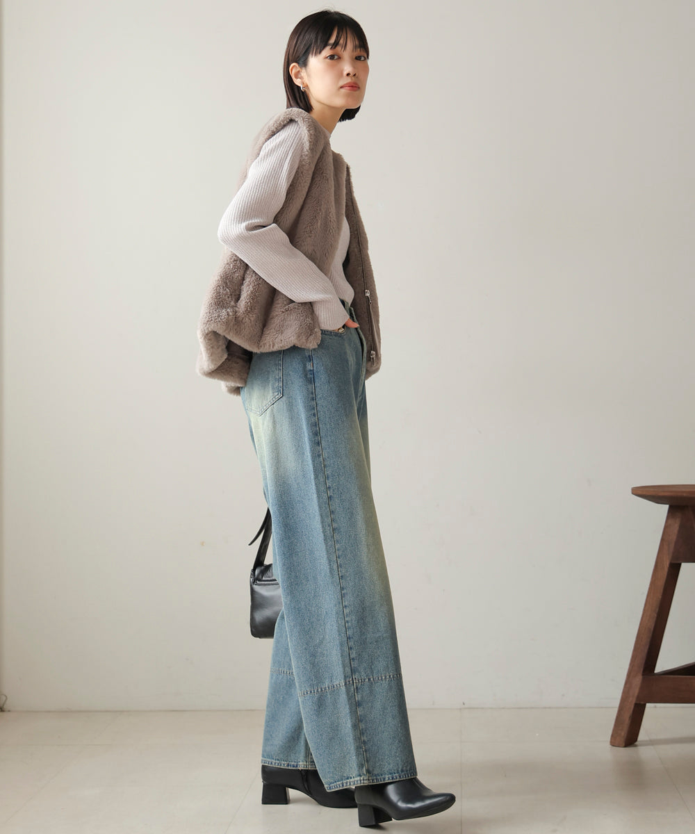 【WEB限定】ケミカルウォッシュワイドデニムパンツ