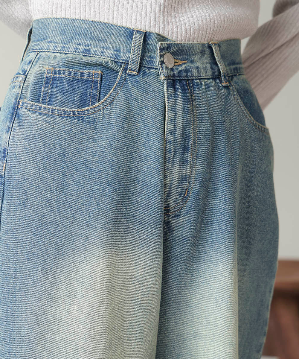 【WEB限定】ケミカルウォッシュワイドデニムパンツ