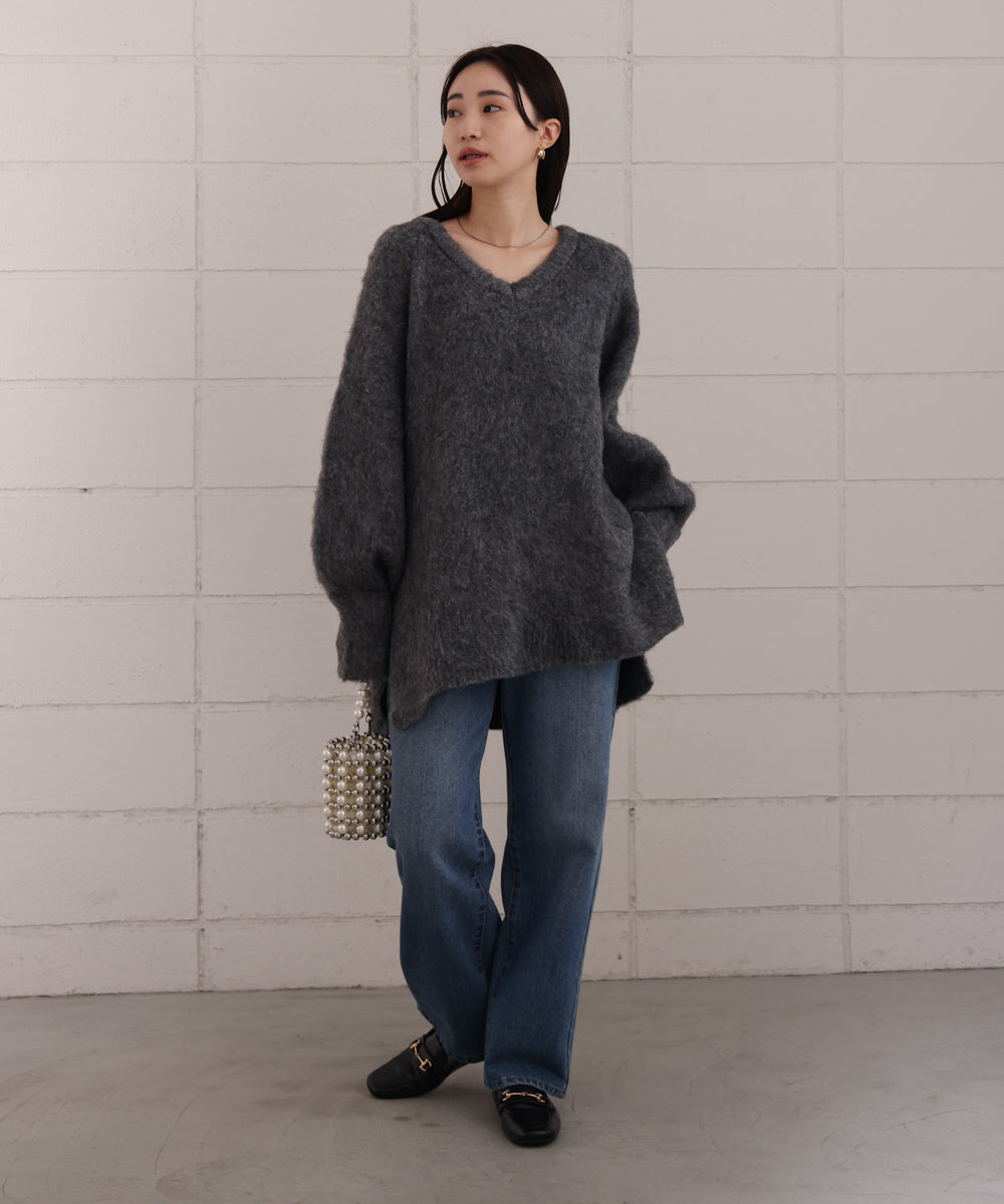 モヘアタッチニット2WAYプルオーバー