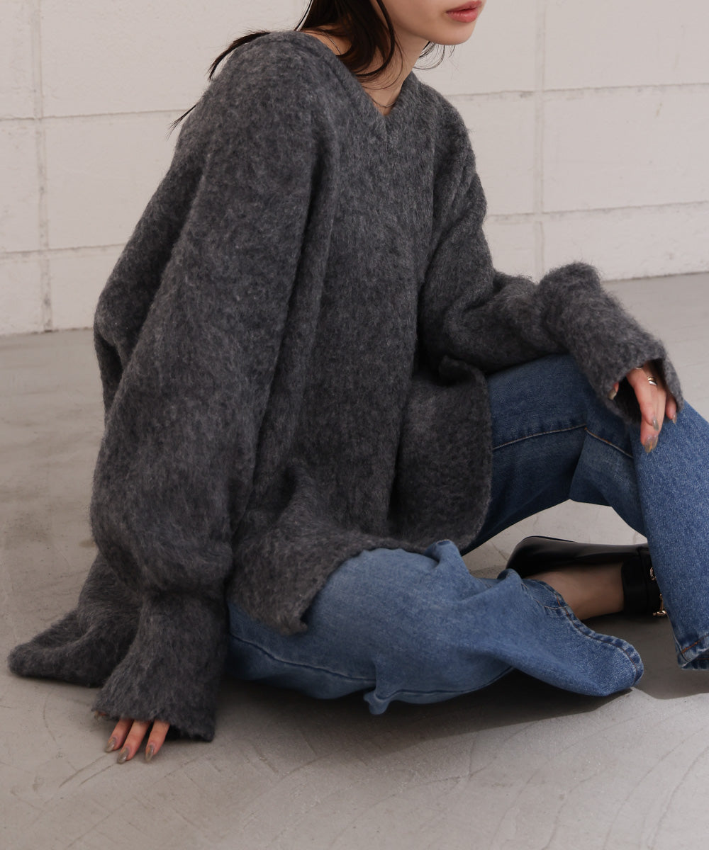 モヘアタッチニット2WAYプルオーバー