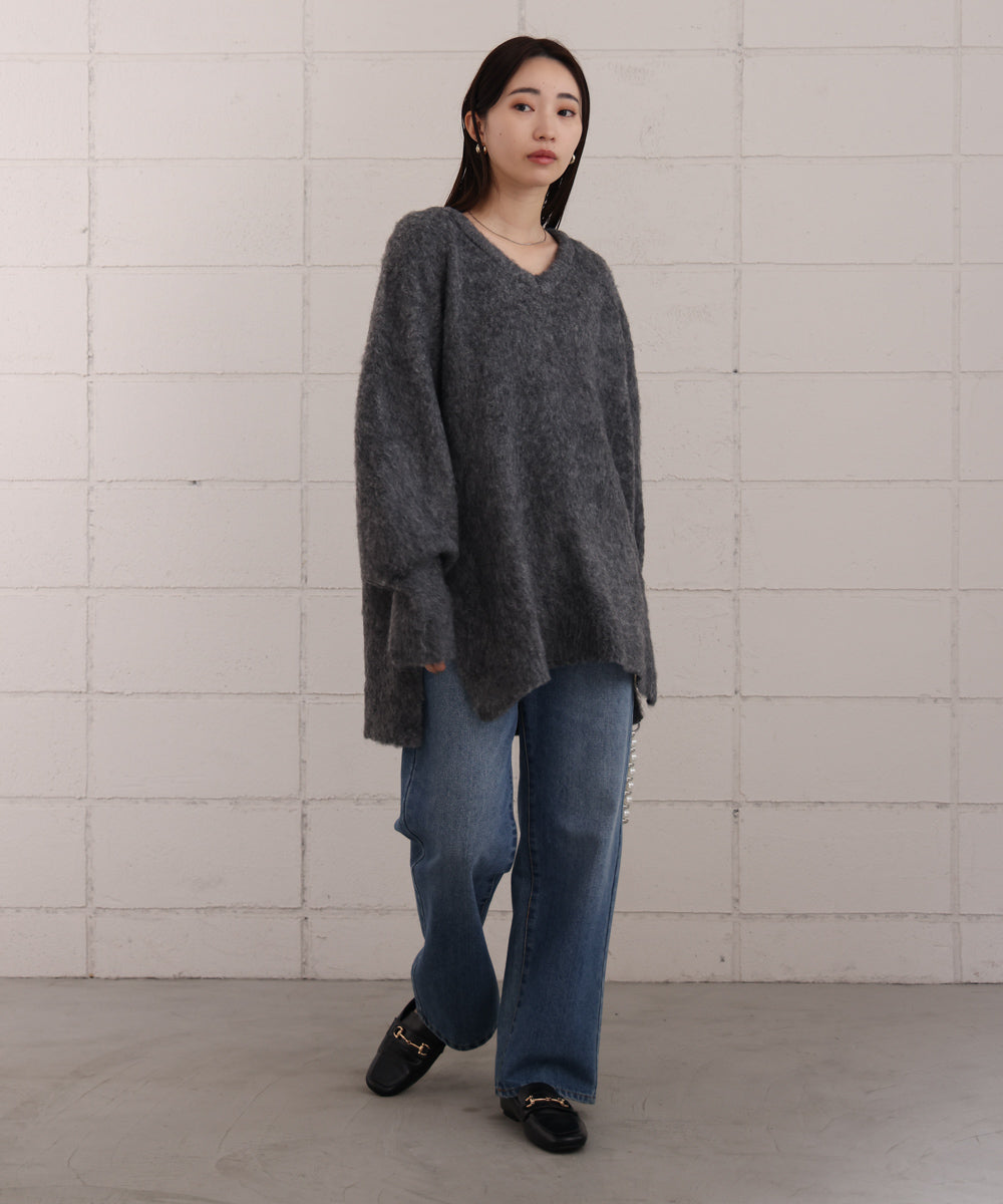 モヘアタッチニット2WAYプルオーバー