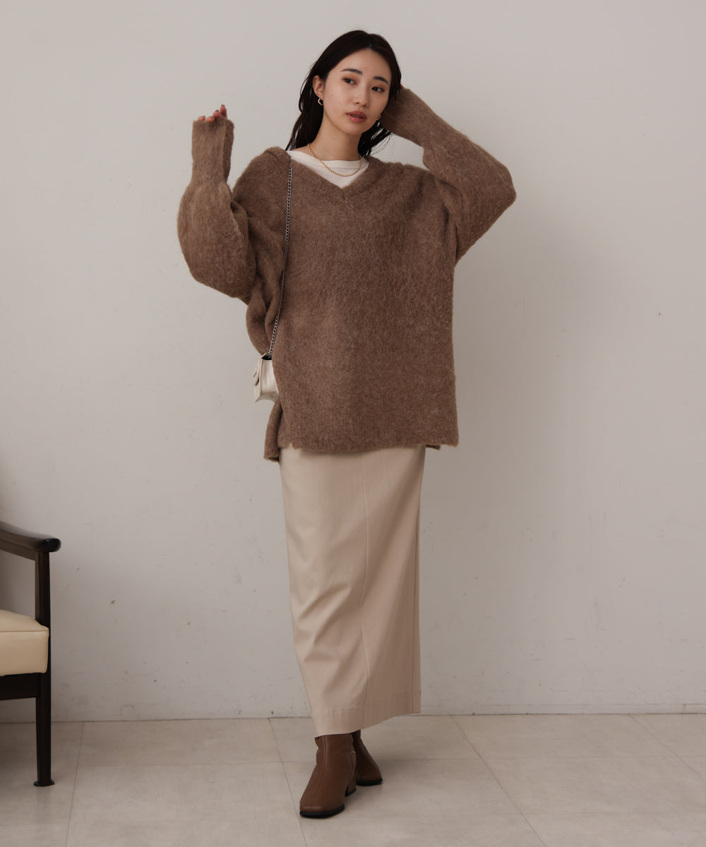 モヘアタッチニット2WAYプルオーバー