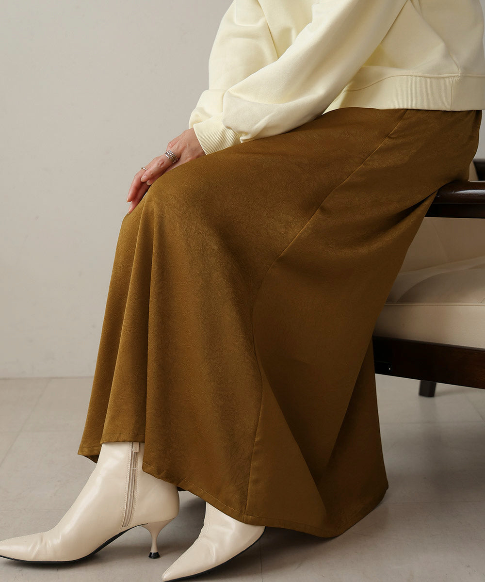 美品 CELFORD ベージュサテン レース スカート ロング（ケーブルレース  