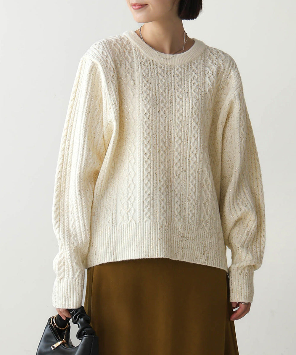 箔プリントスリットネックニットプル