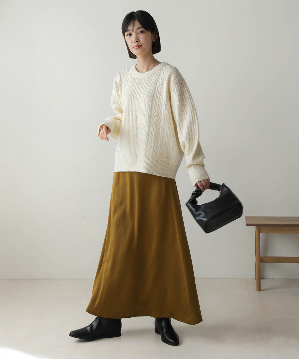 箔プリントスリットネックニットプル