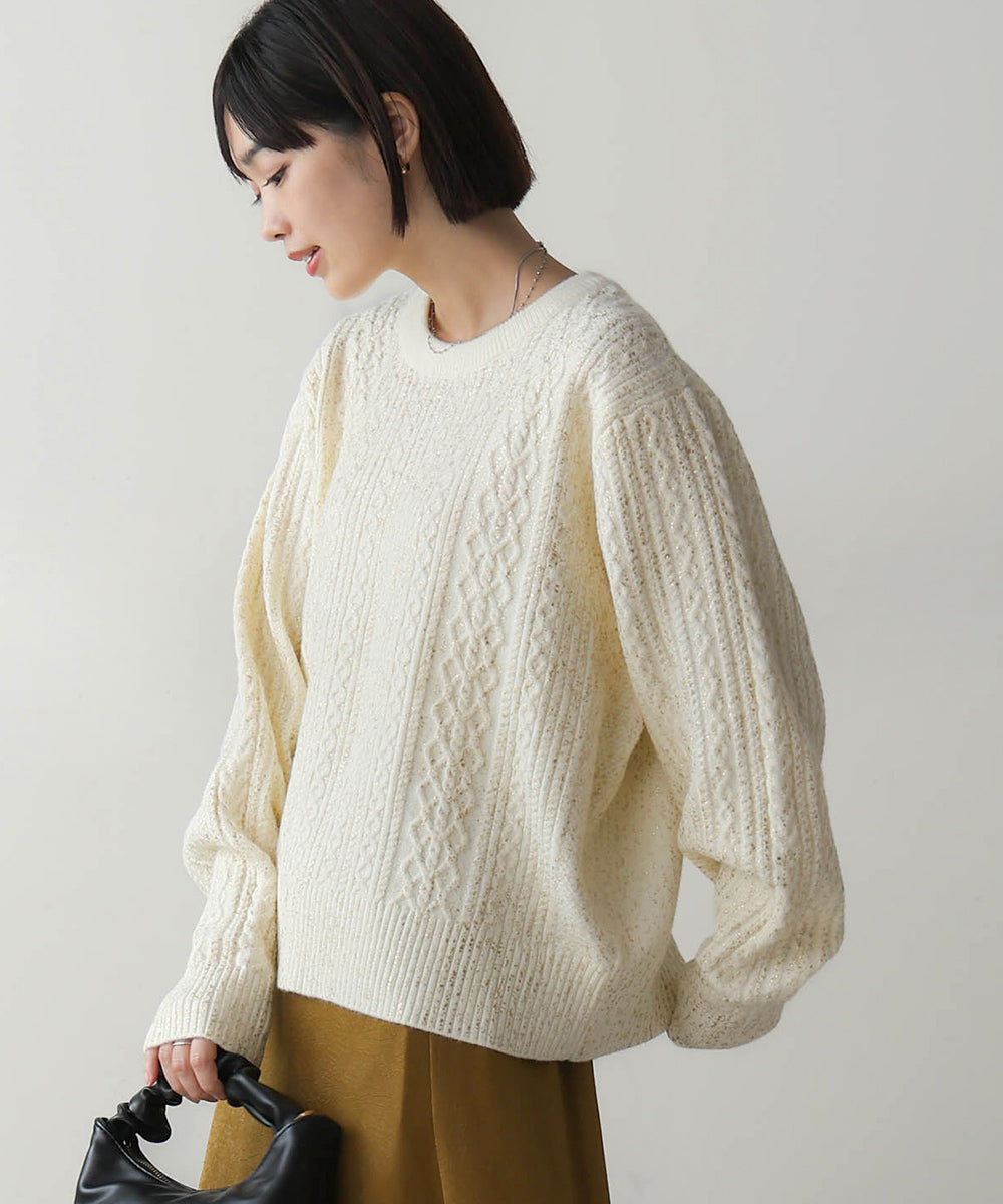 箔プリントスリットネックニットプル