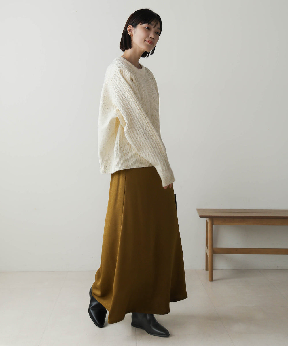 箔プリントスリットネックニットプル