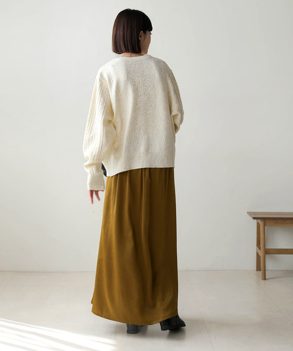 箔プリントスリットネックニットプル