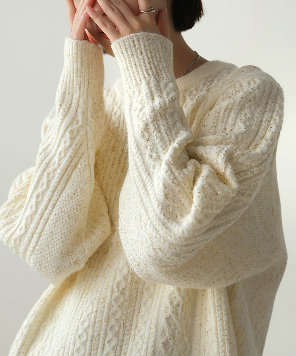 箔プリントスリットネックニットプル