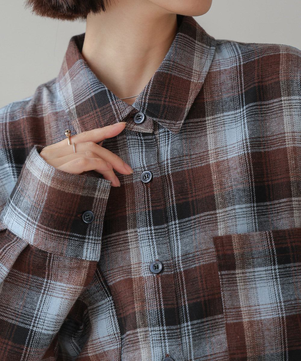 【WEB限定】チェック柄ショートシャツ