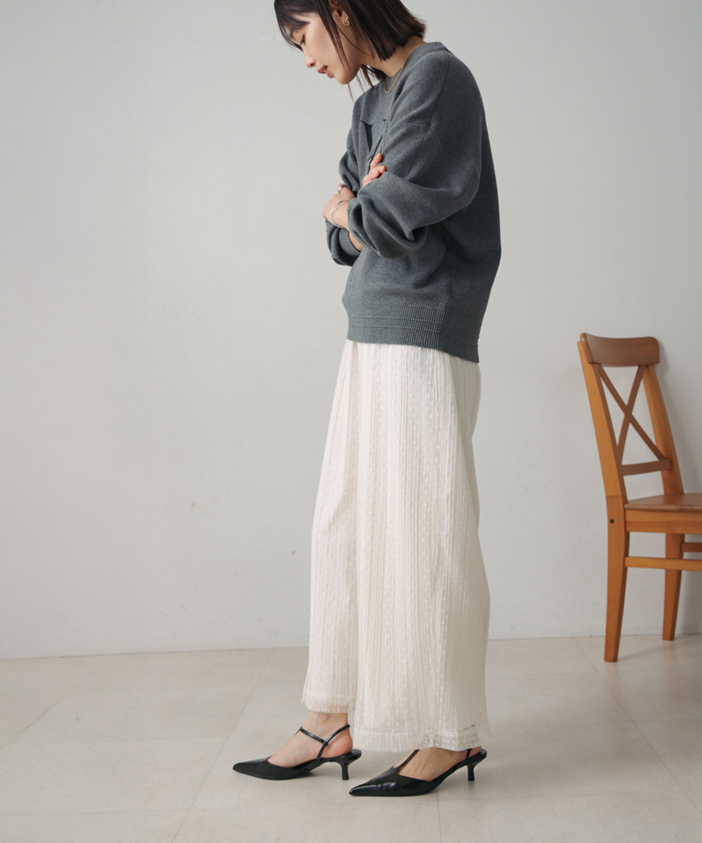 チュールプリーツフレアパンツ