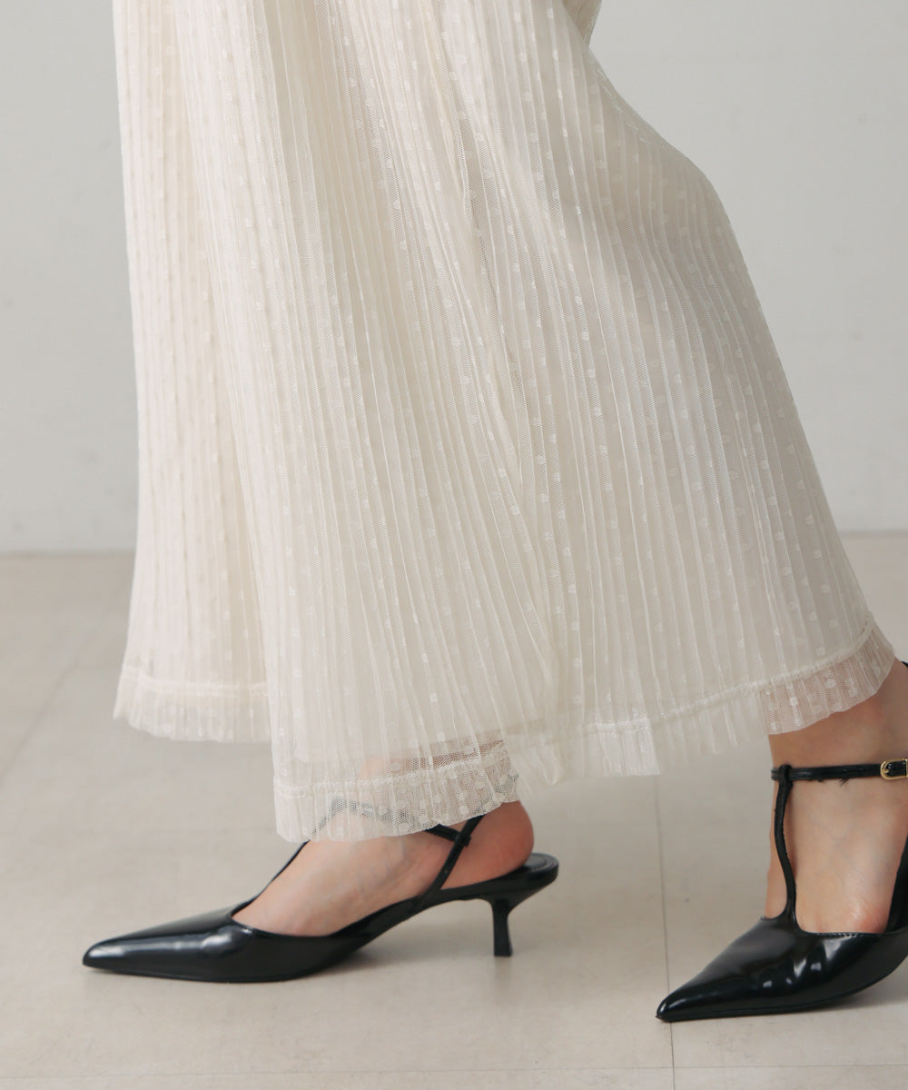 チュールプリーツフレアパンツ