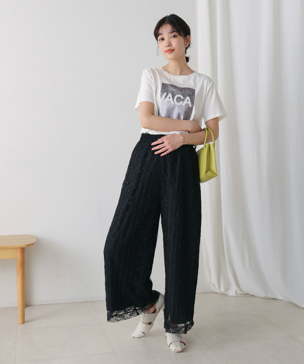 チュールプリーツフレアパンツ