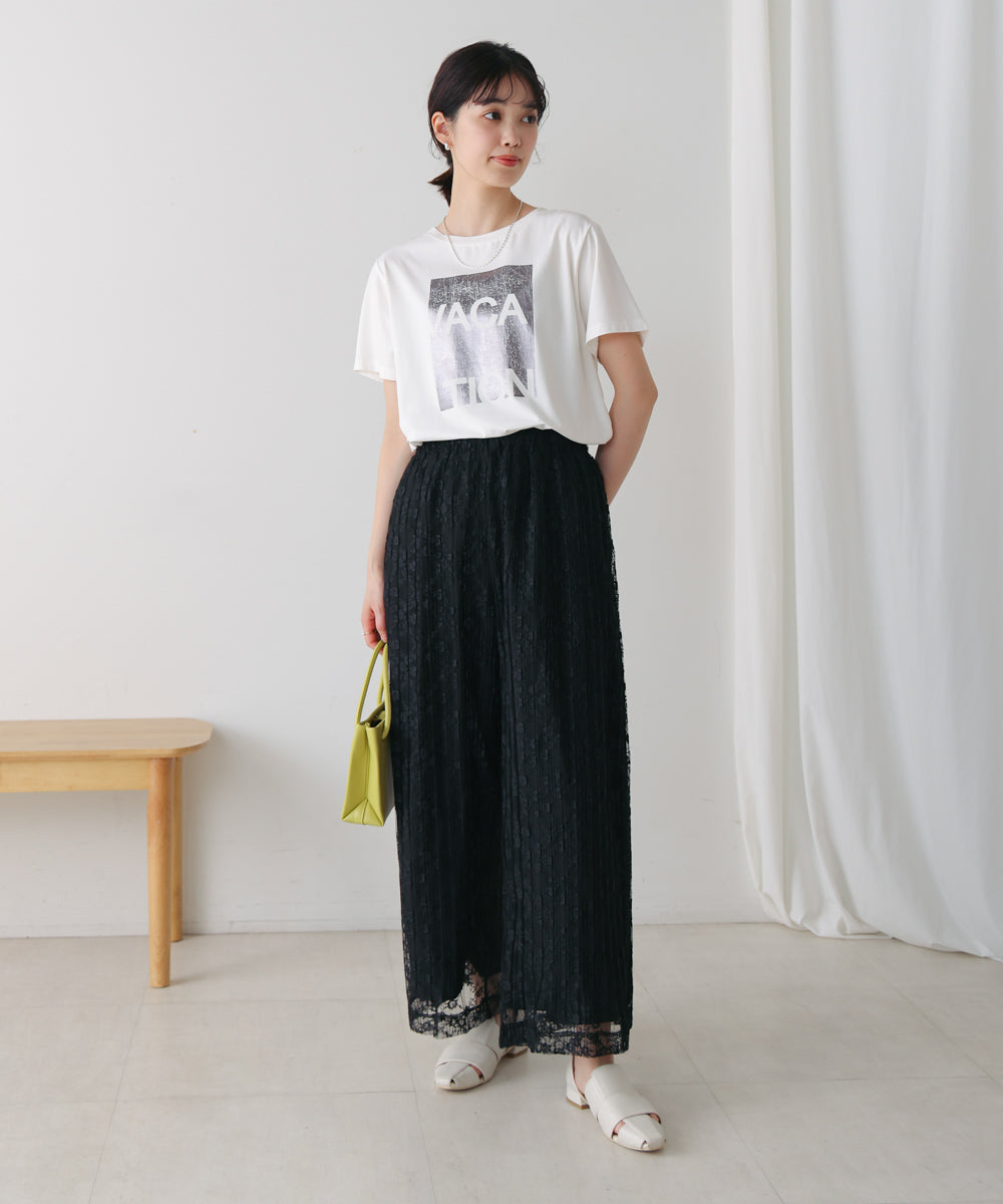 チュールプリーツフレアパンツ