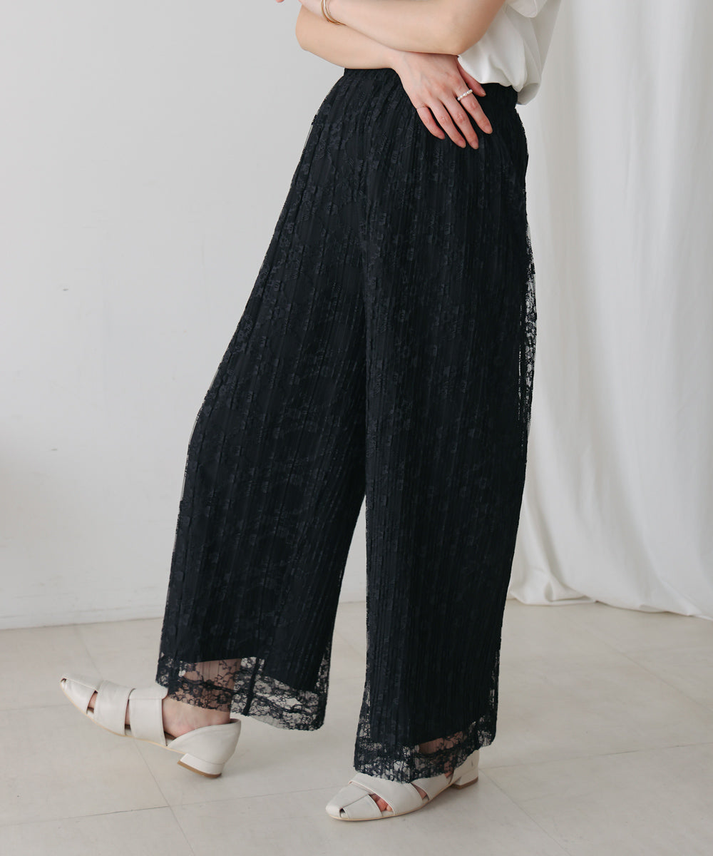 チュールプリーツフレアパンツ