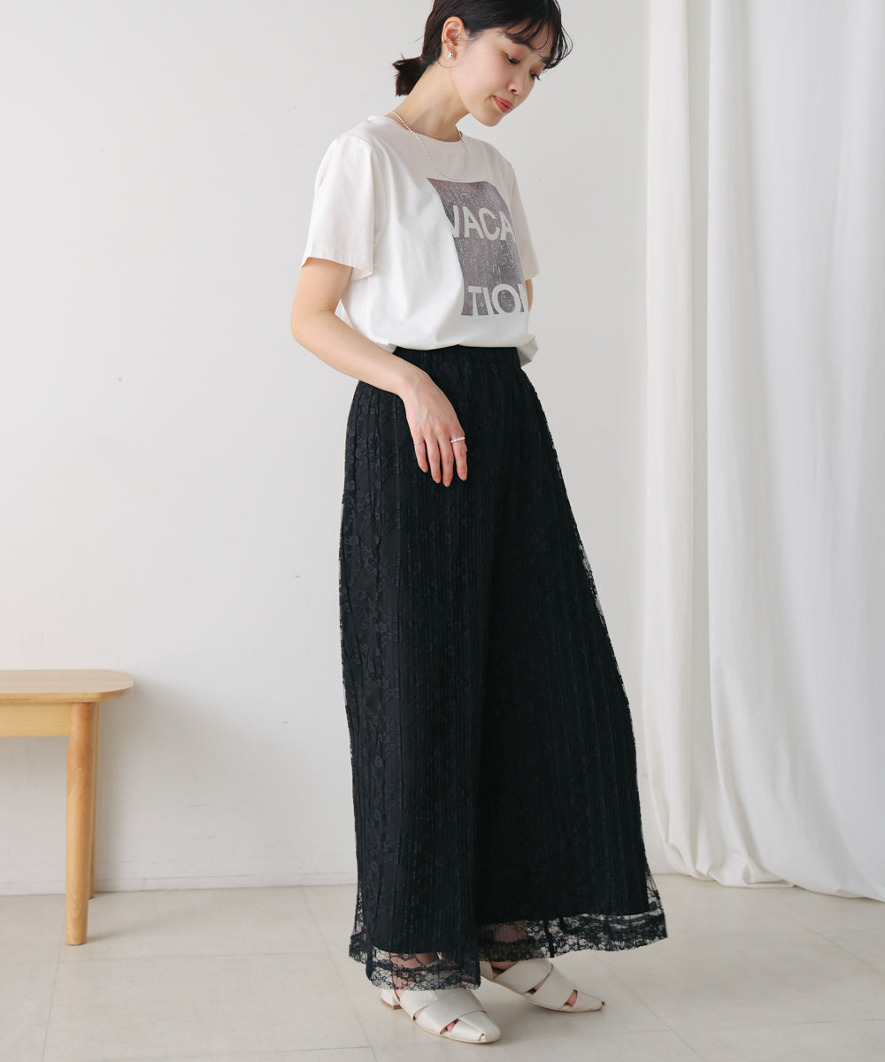 チュールプリーツフレアパンツ