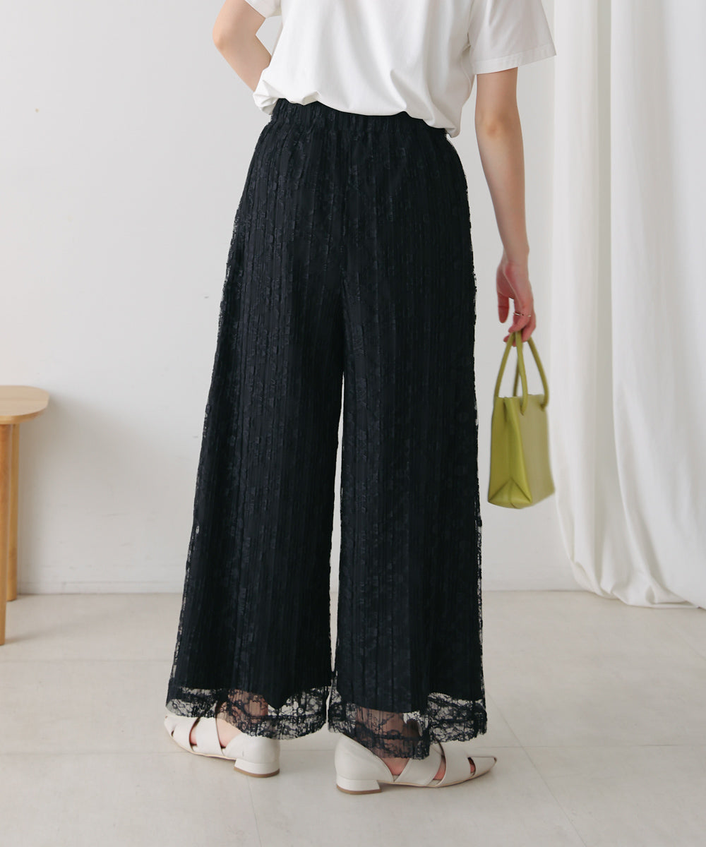 チュールプリーツフレアパンツ