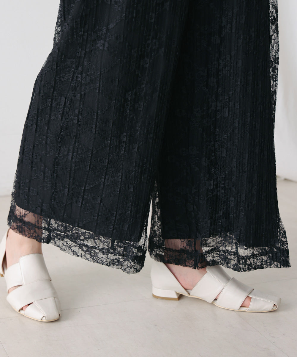 チュールプリーツフレアパンツ