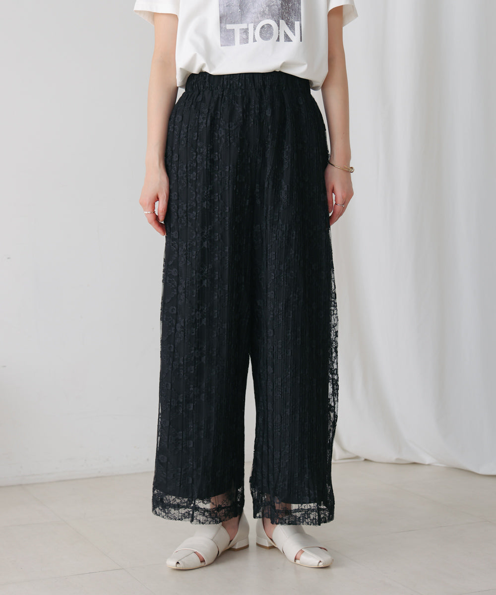 チュールプリーツフレアパンツ
