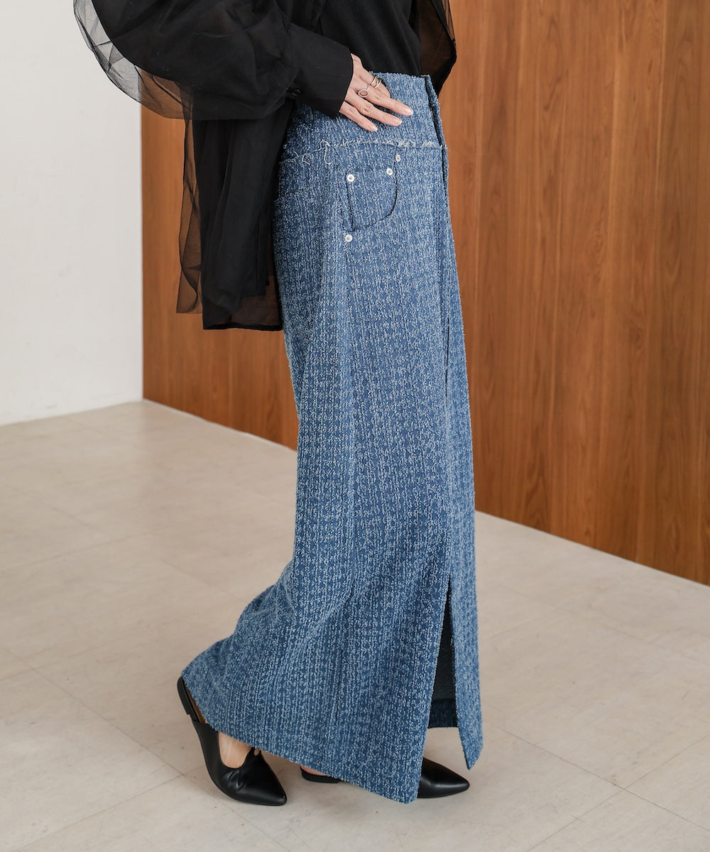 ドットダメージデニムスカート