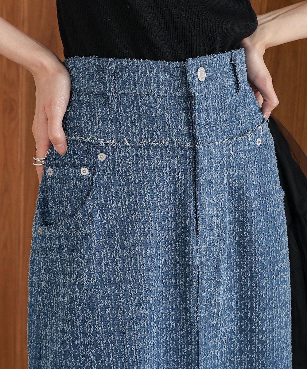 ドットダメージデニムスカート