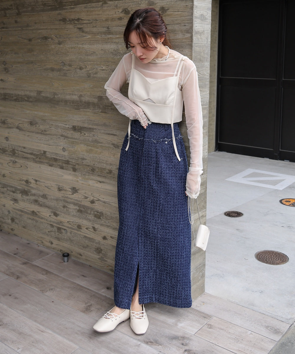 ドットダメージデニムスカート