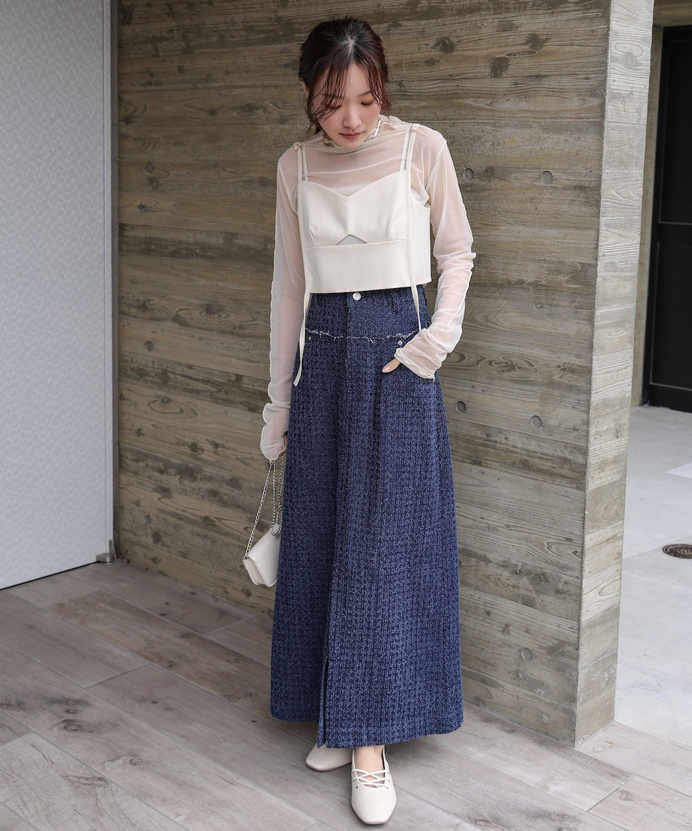 ドットダメージデニムスカート