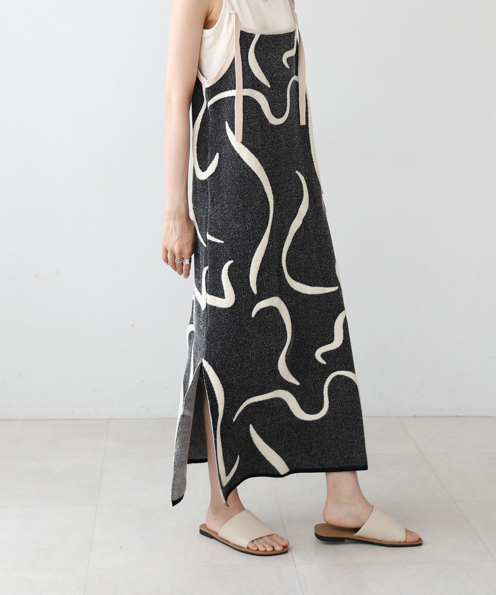 アートライン配色キャミワンピース