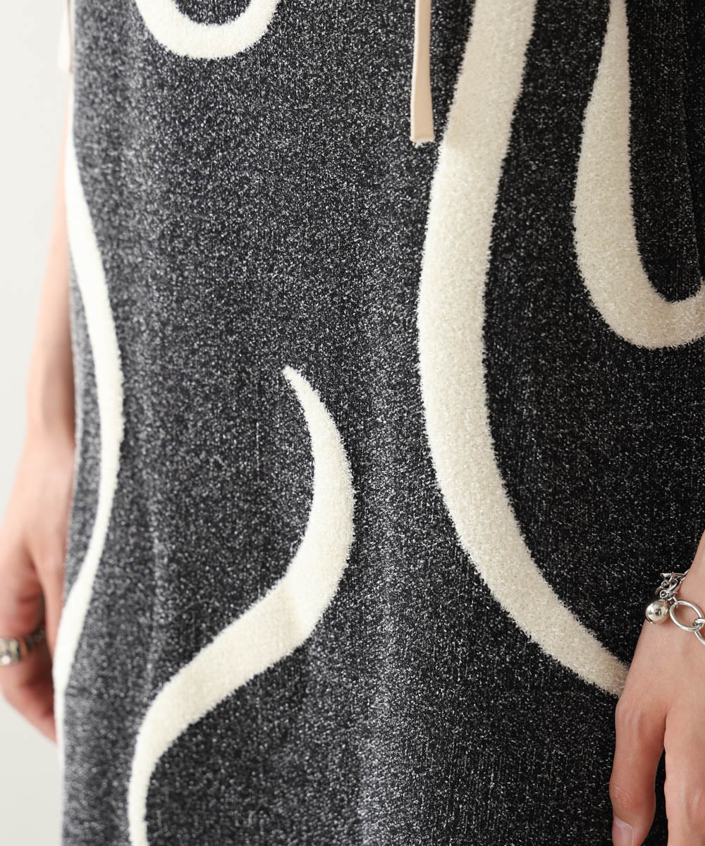 アートライン配色キャミワンピース