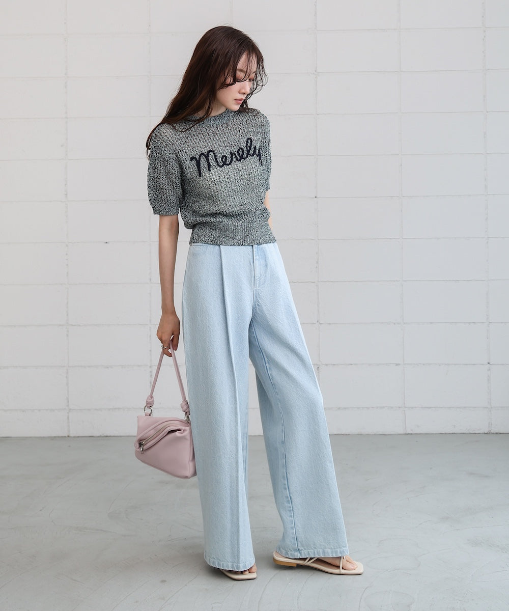 コード刺繍ロゴ入り麻タッチプルオーバー