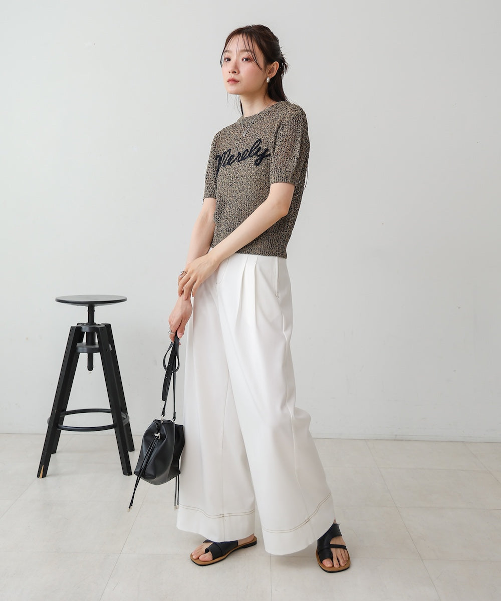 コード刺繍ロゴ入り麻タッチプルオーバー