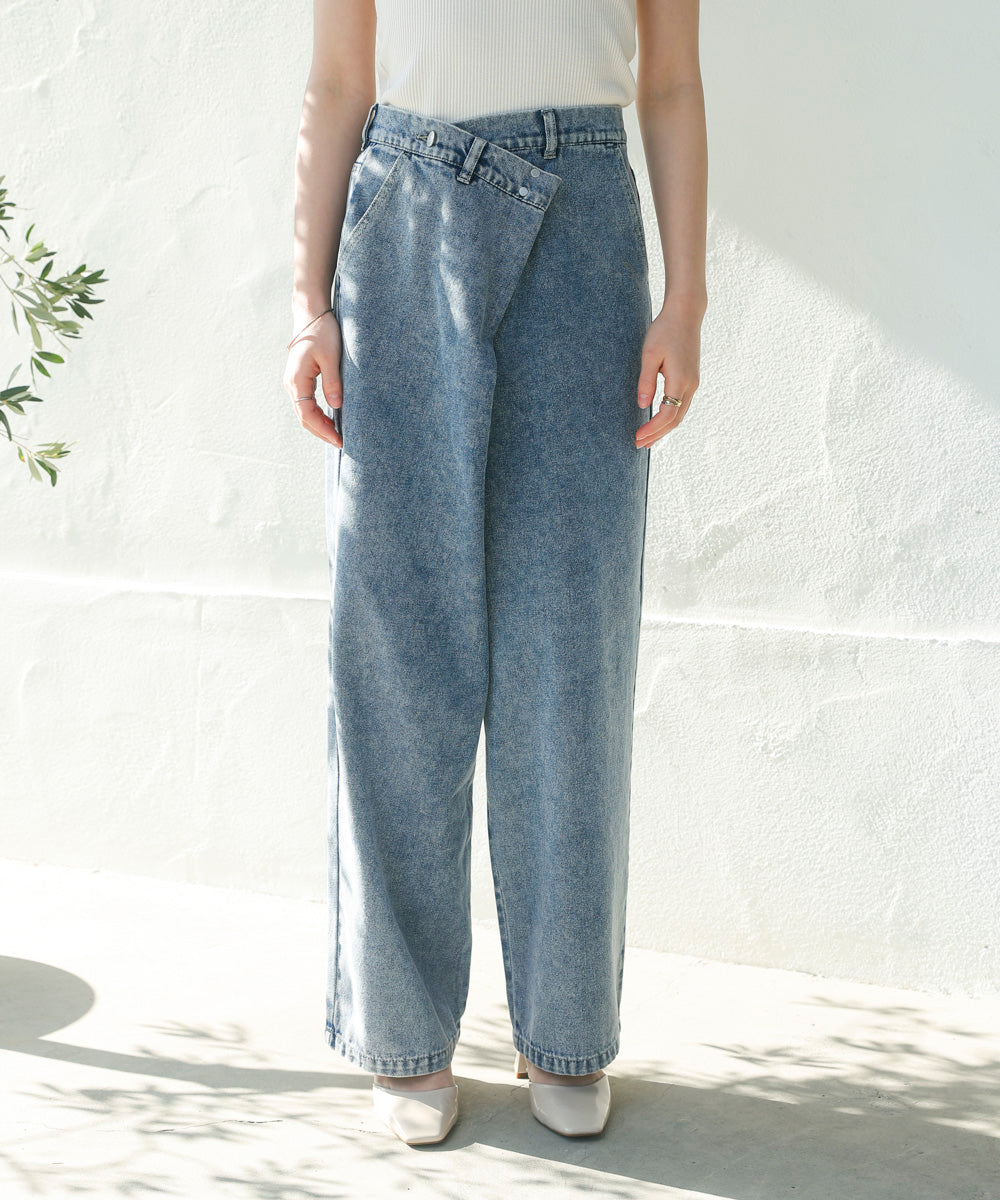 アシメラップデニムパンツ