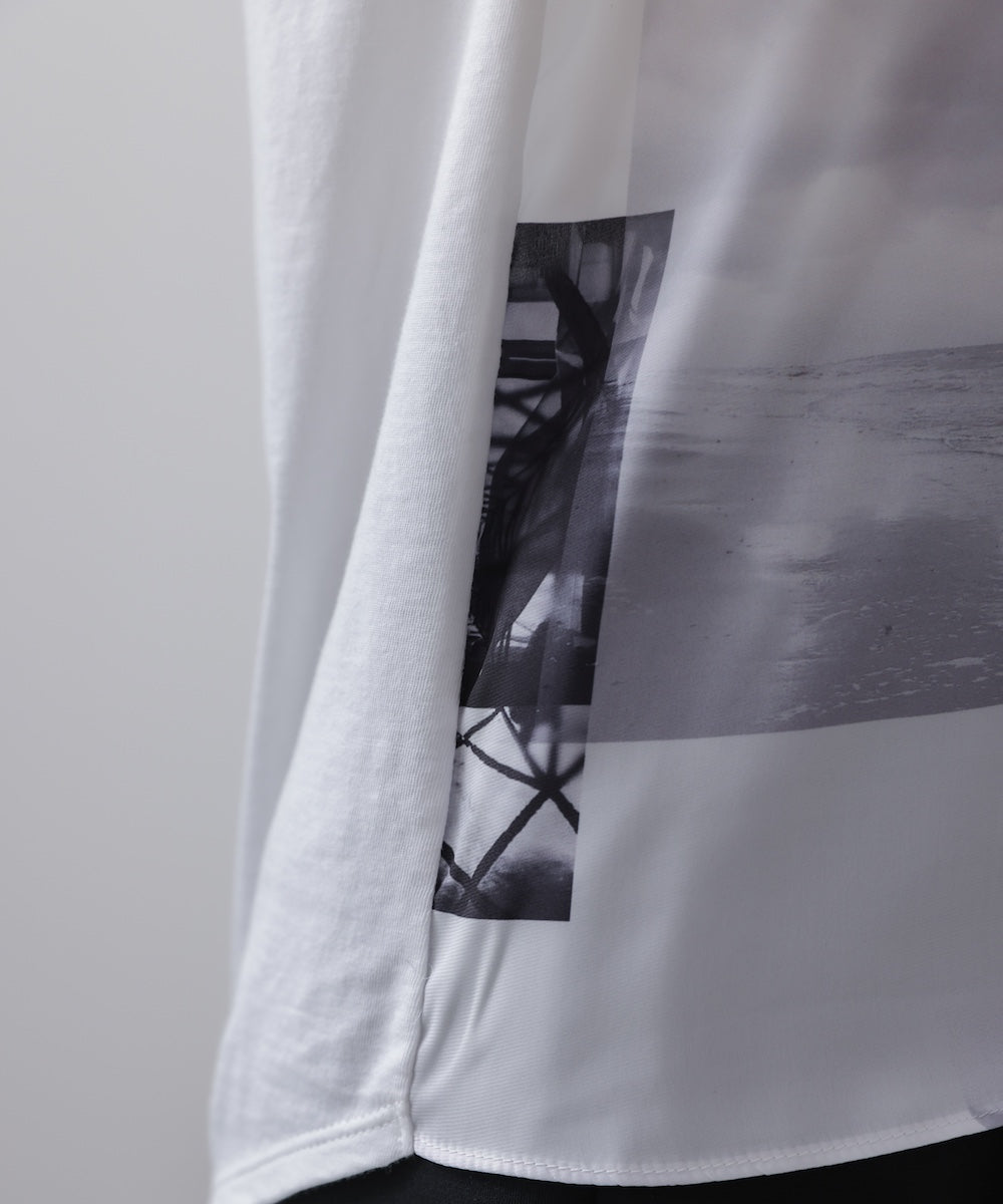 水彩ペイント柄ノースリプルオーバー